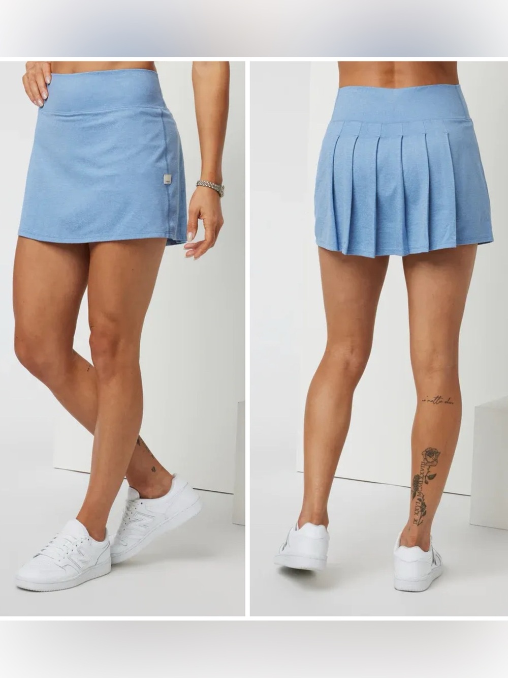 Vuori halo performance pleated tennis skirt isle blue heather medium